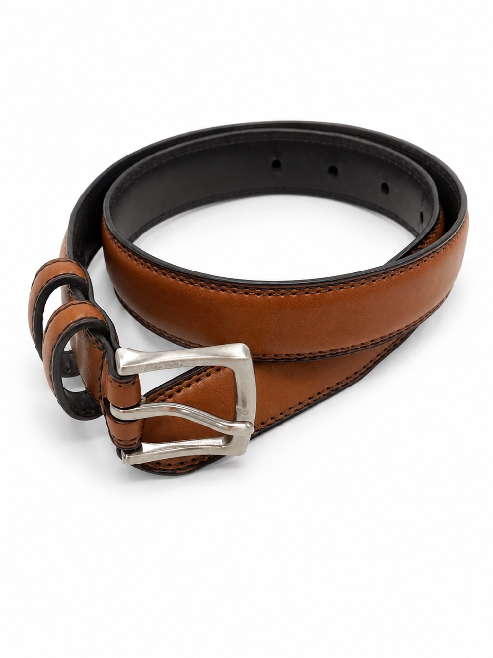 Nautica Kids Brown Leather Belt with Silver Buckle